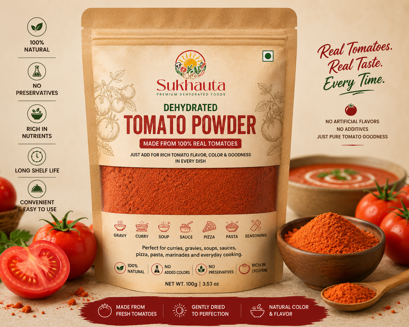 Sukhauta 100% Natural Dehydrated Tomato Powder